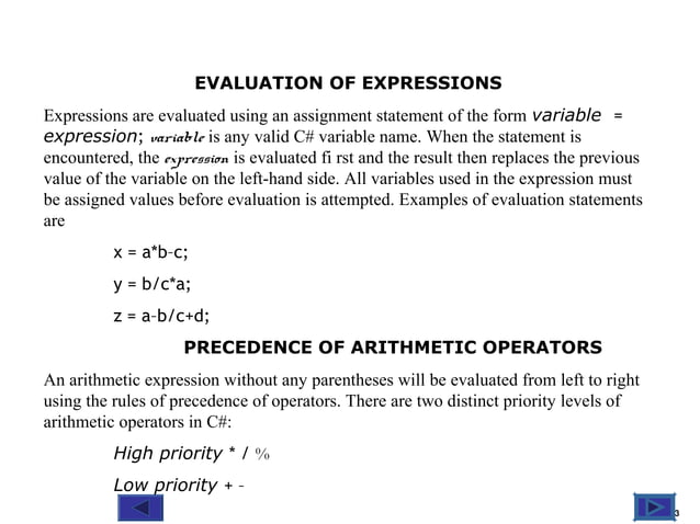 Operators and Expressions in C# | PPT | Programming Languages | Computing