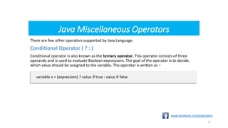 Operators In Java Part - 8 | PPT