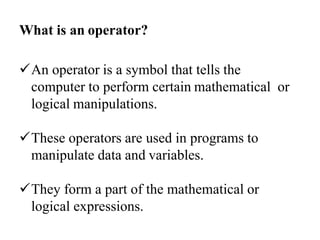 operators.pptx | Programming Languages | Computing