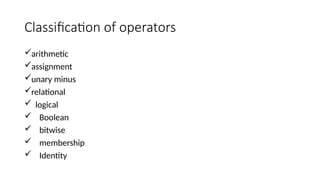OPERATORS-PYTHON.pptx ALL OPERATORS ARITHMATIC AND LOGICAL | PPTX ...