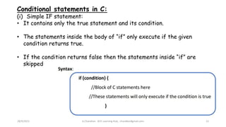 Operators and Conditional statements in C | PPTX
