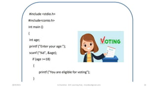 28/9/2021 A.Chandran ACE Learning Hub, chandkec#gmail.com 18
 