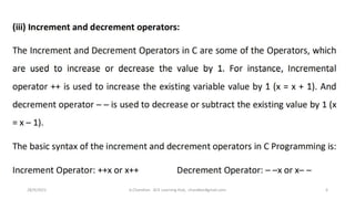 Operators and Conditional statements in C | PPTX