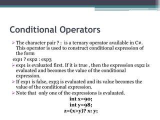 Operators and expression in c# | PPTX | Programming Languages | Computing