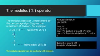 Operators and expressions in C++ | PPTX