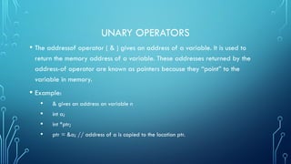 Introduction to C programming – Part 1 OPERATORS & EXPRESSIONS | PPTX