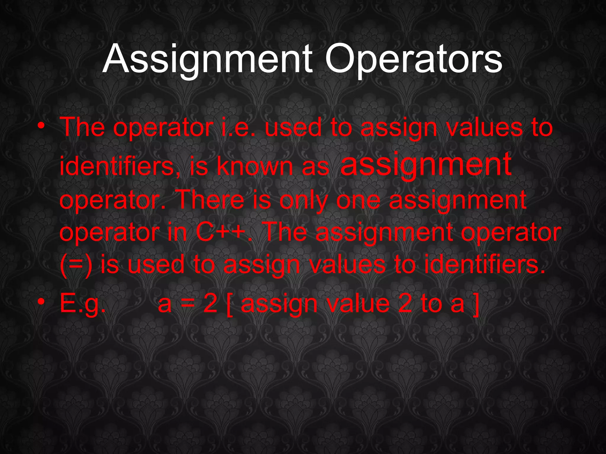 Operators in C++ | PPT