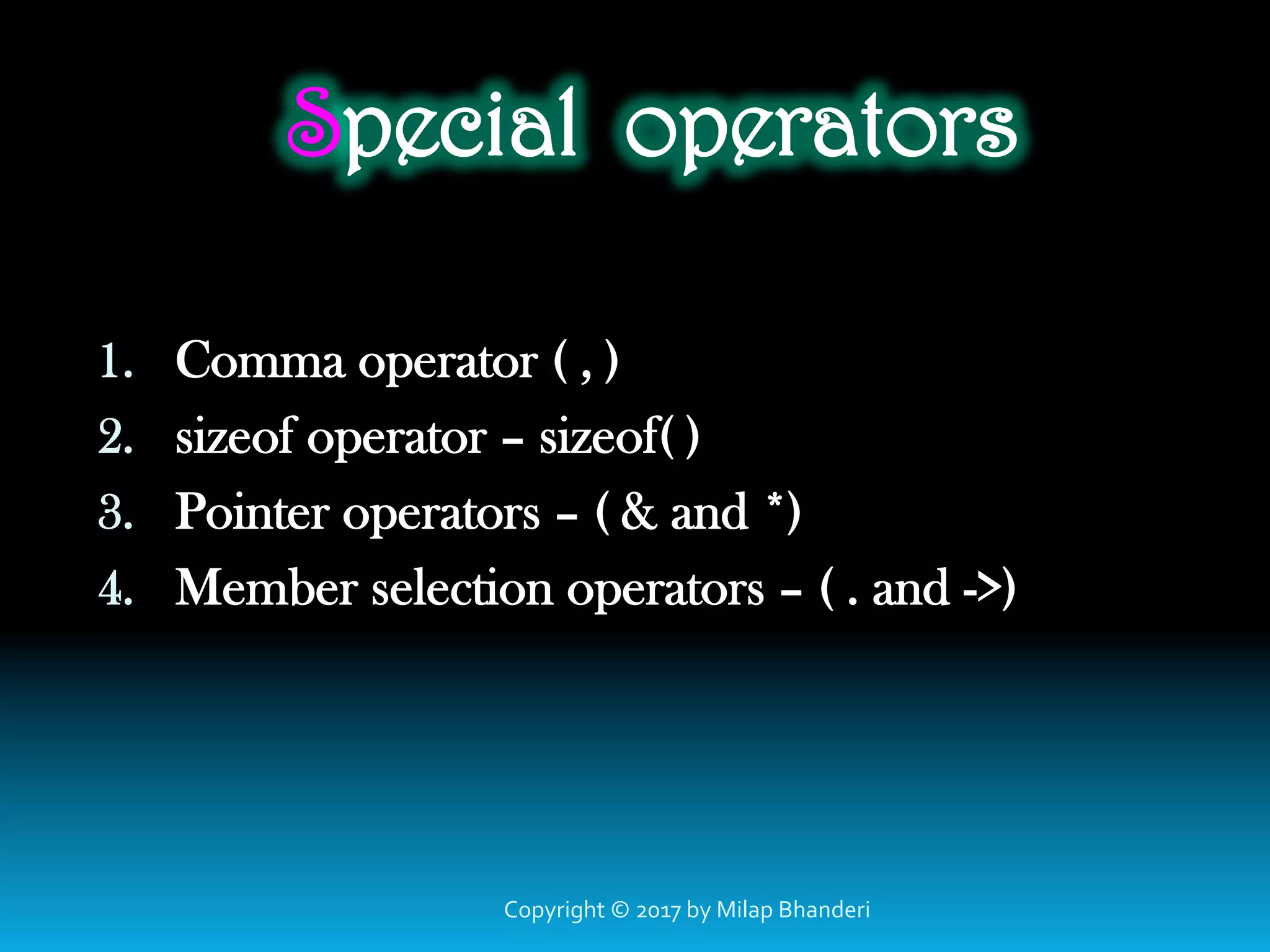 Operators in c | PPT