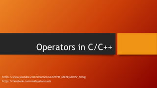 Operators in C/C++ | PPTX