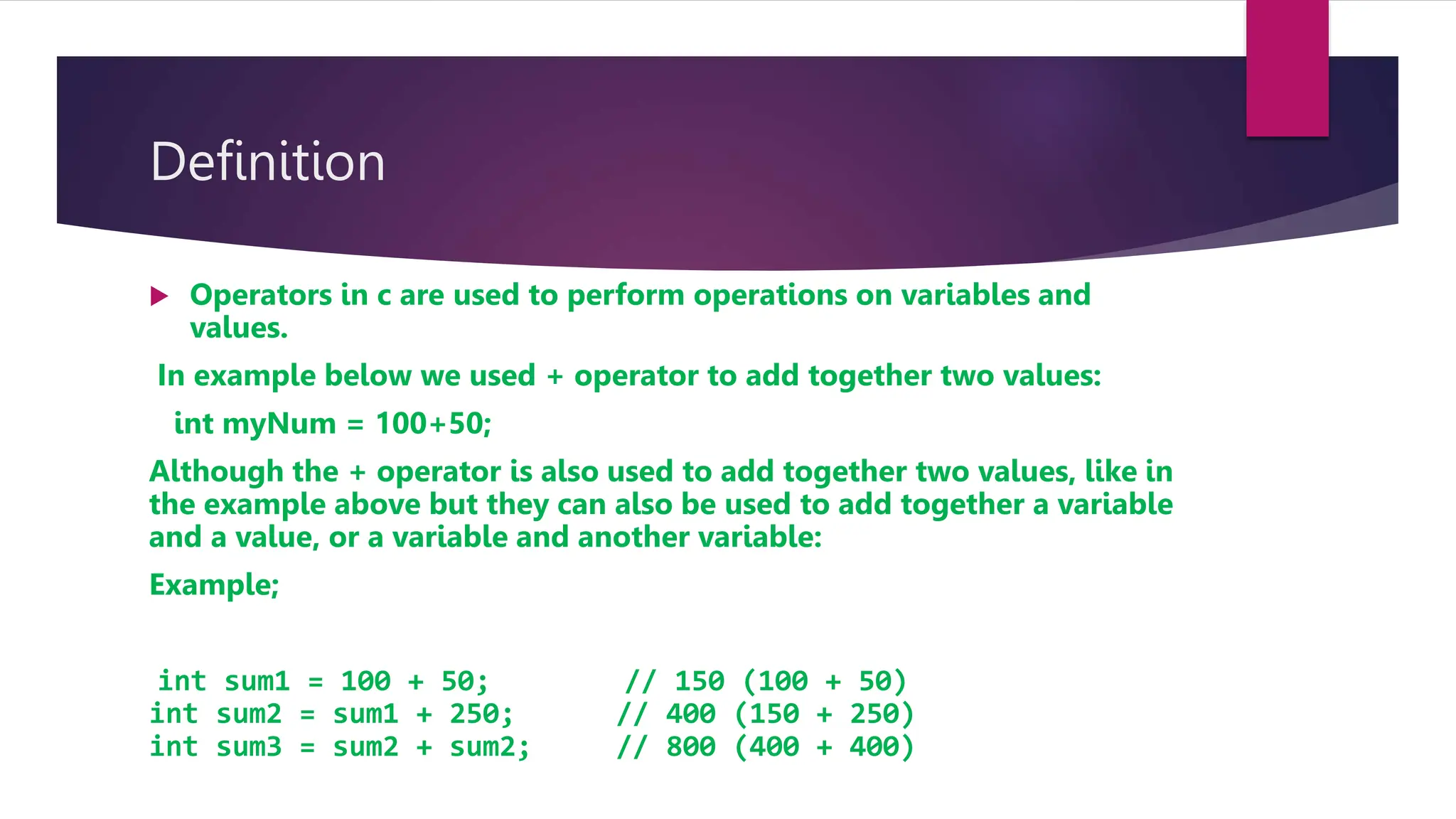 This slide contains information about Operators in C.pptx