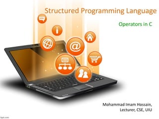 Structured Programming Language
Operators in C
Mohammad Imam Hossain,
Lecturer, CSE, UIU
 