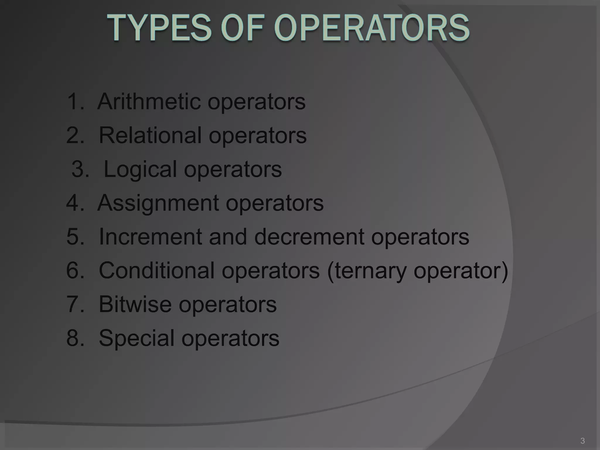 Operators in c language | PPT