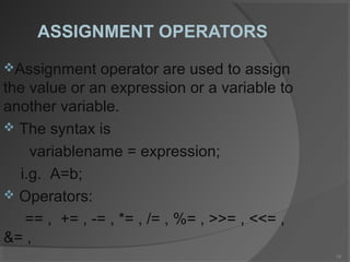 Operators in c language | PPT