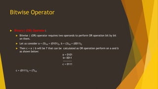 Operators in C & C++ Language | PPTX