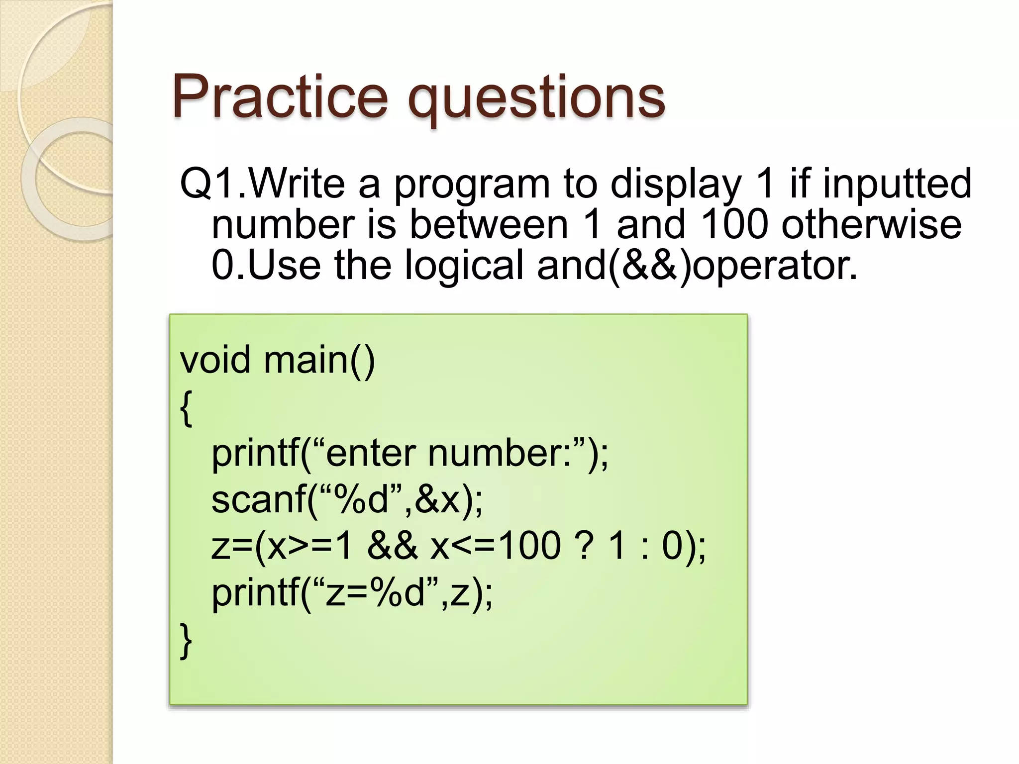 Operators and expressions in c language | PPTX