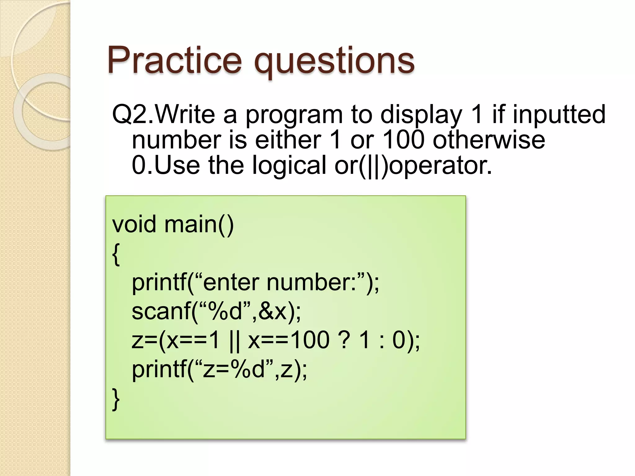 Operators and expressions in c language | PPTX