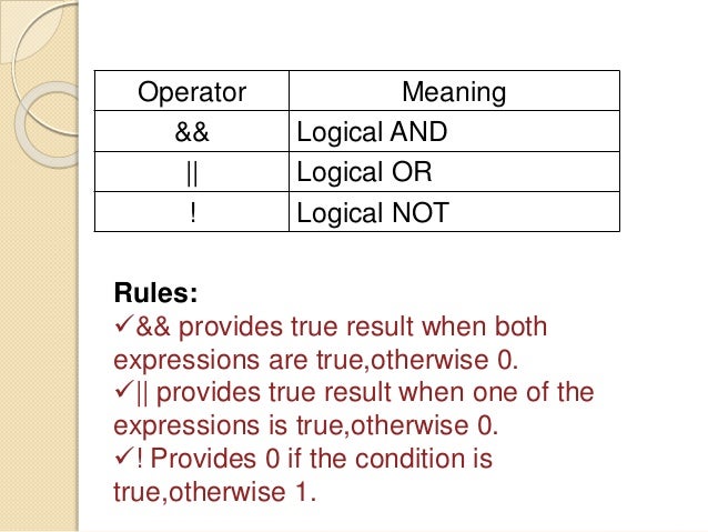 Operators and expressions in c language