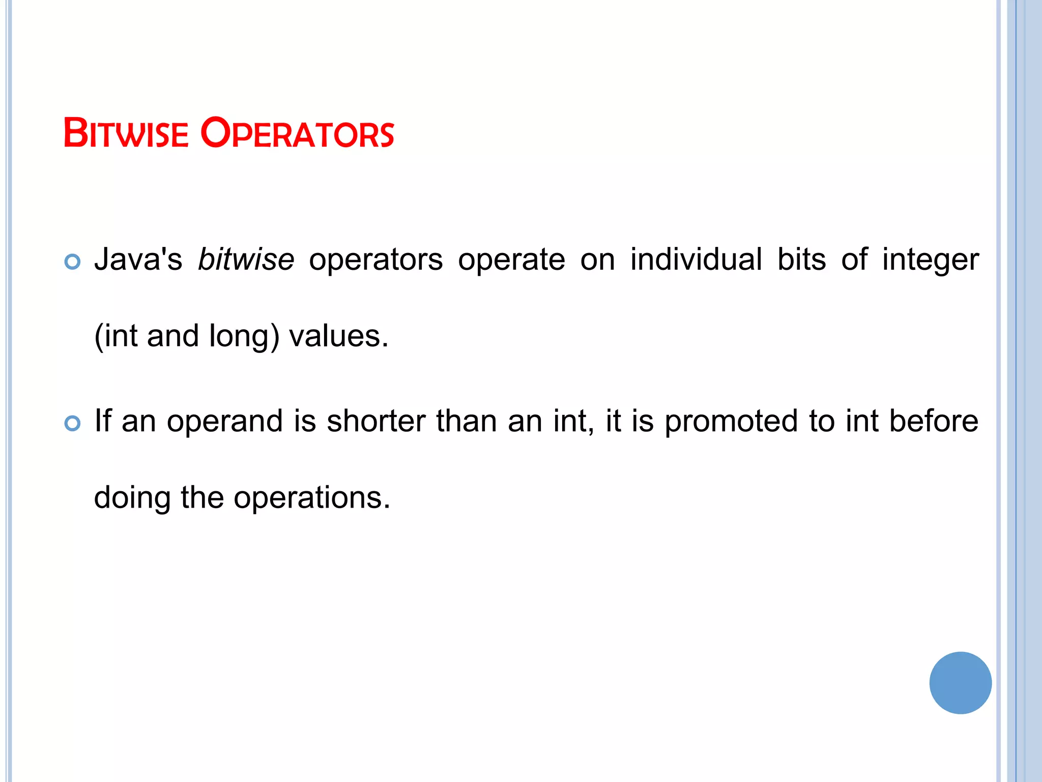 Operators in java | PPTX