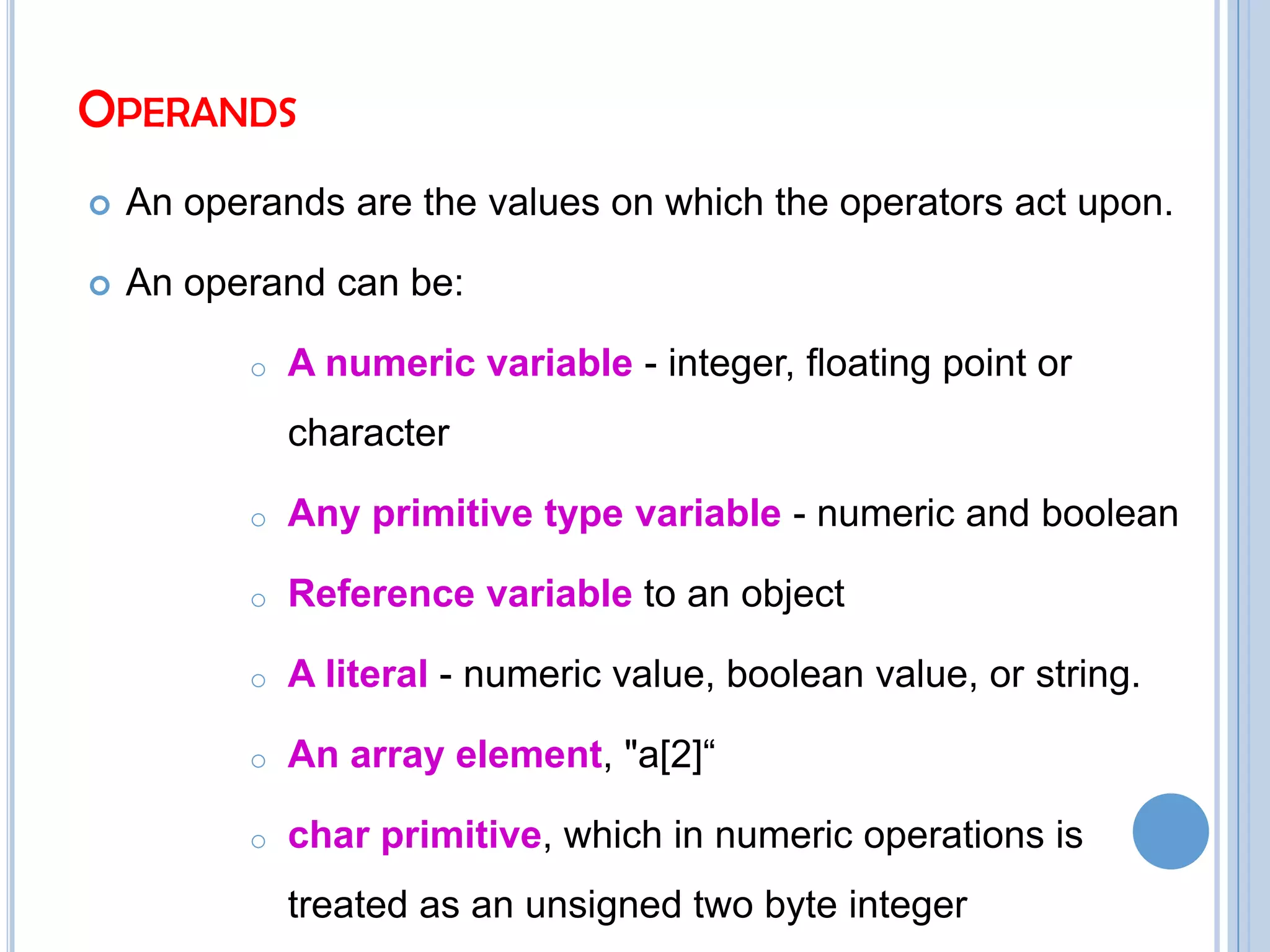 Operators in java | PPTX