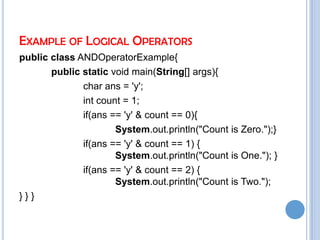 Operators in java | PPT