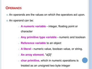 Operators in java | PPT