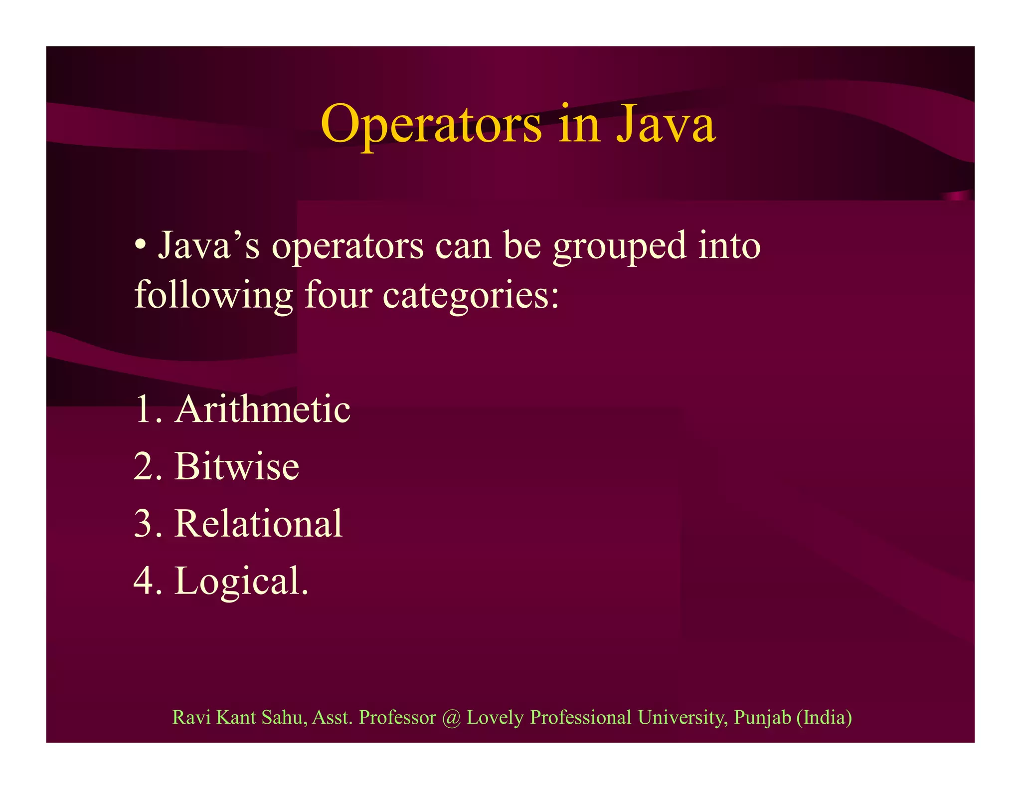 Operators in java | PPT