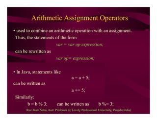 Operators in java | PPT