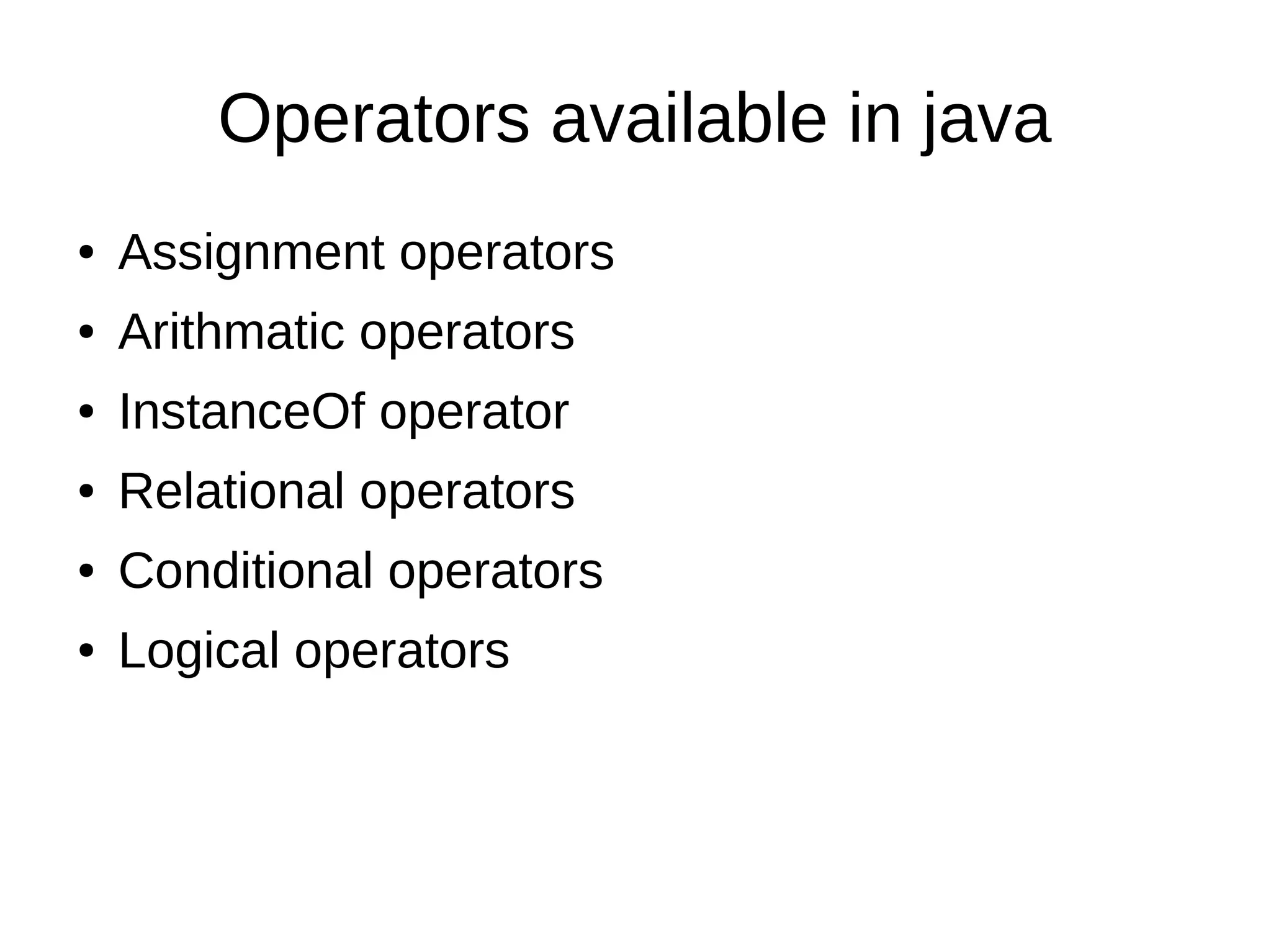 Operators in java | PDF