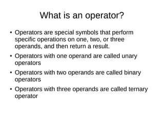 Operators in java | PPT