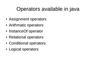 Operators in java | PPT