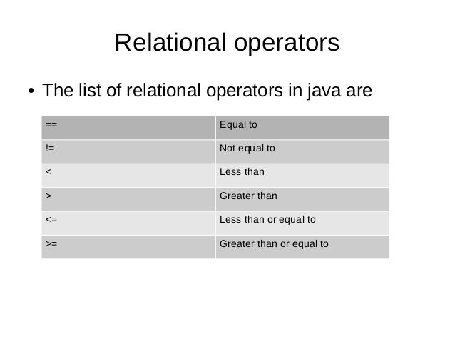 Relational operators