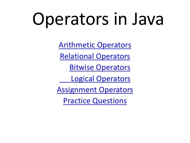 Operators in java