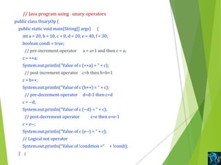 Operators in java | PPT