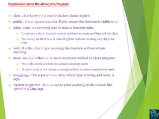 Explanation about the above Java Program











 