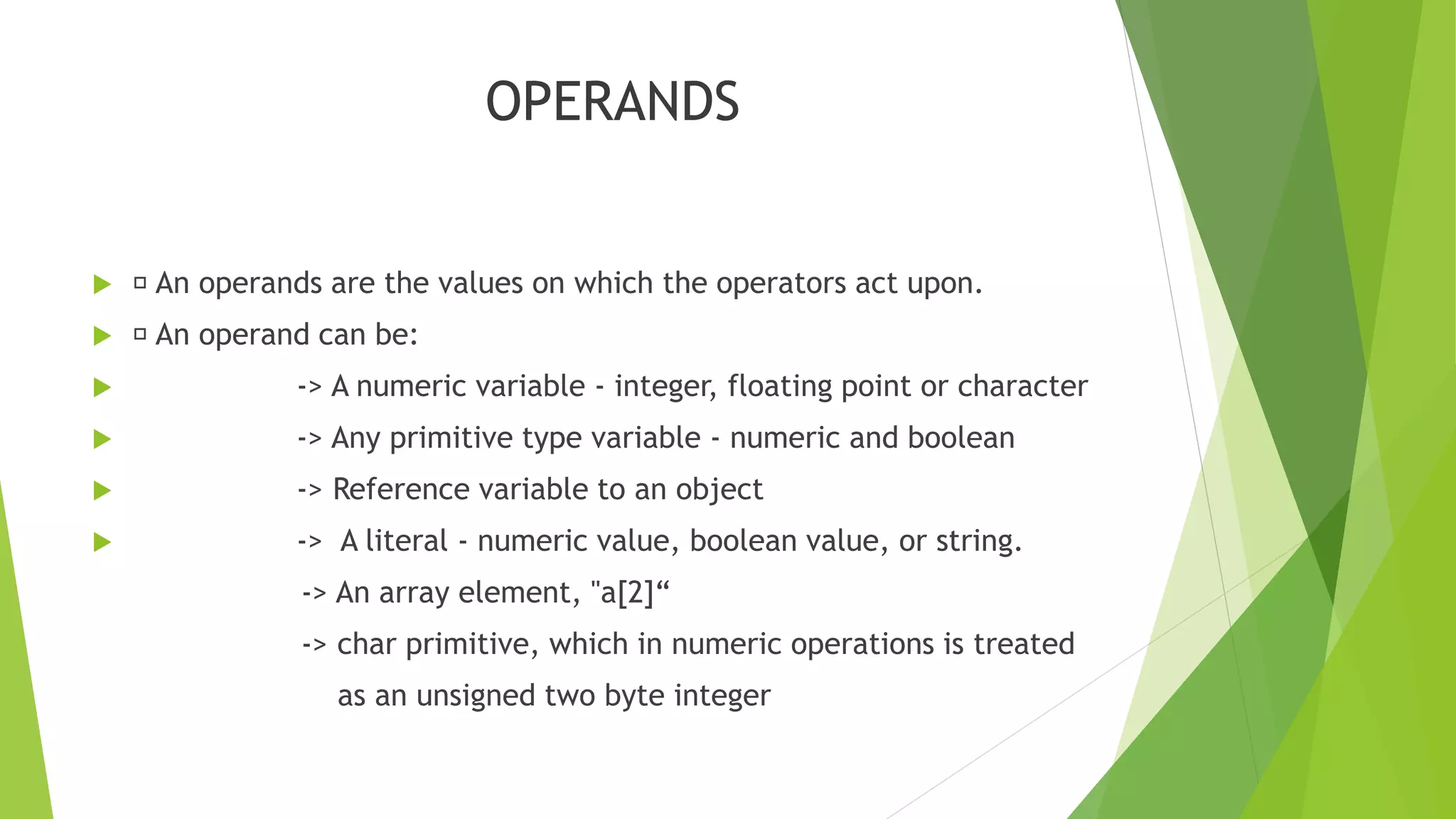 Operators in java | PPTX