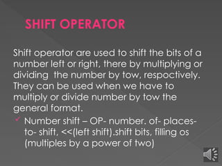 Shift Operator Numerical Methods The OPERATORS In java-Mrs.N.Kavitha.pptx