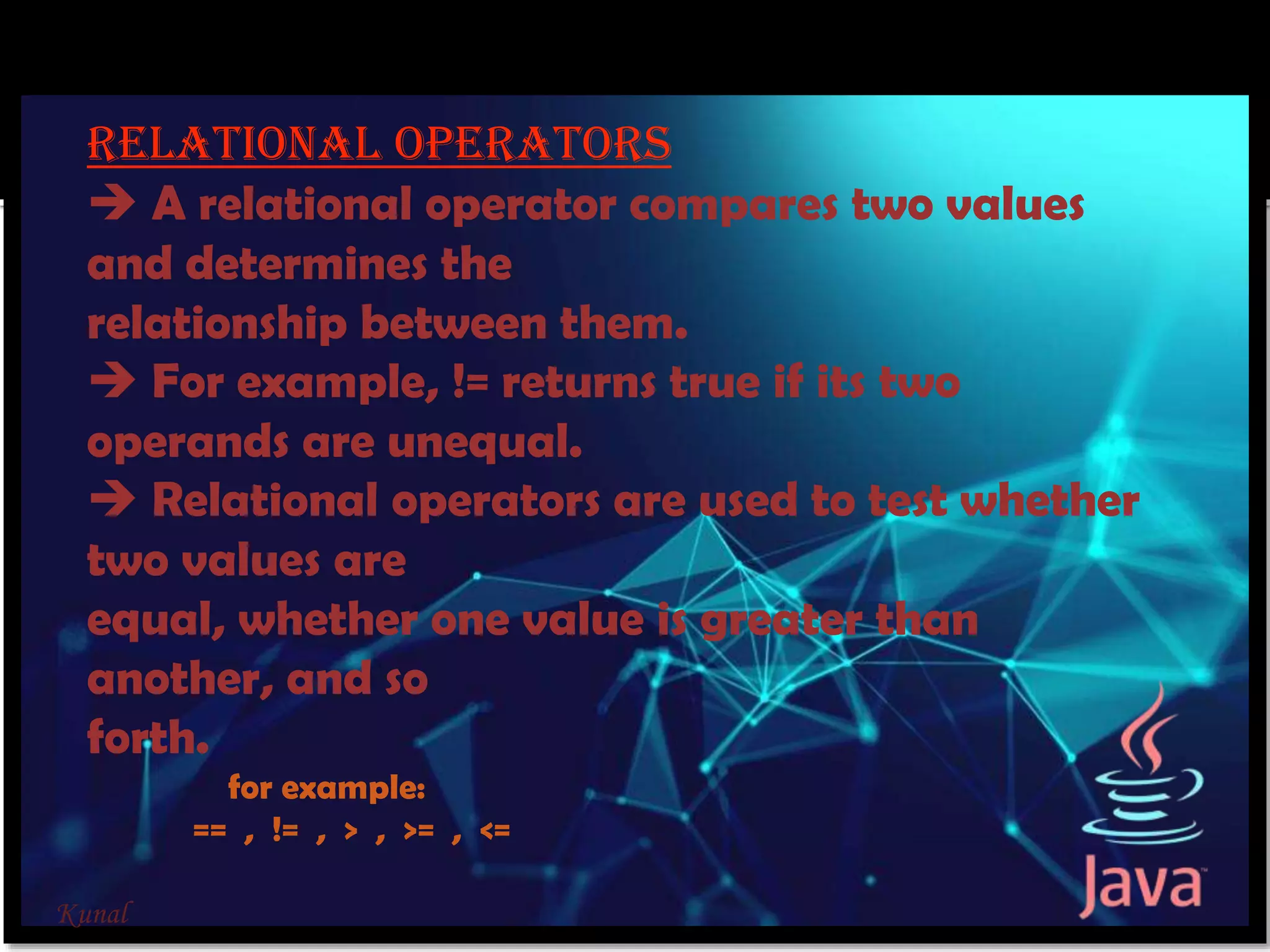 Operators in java presentation | PPTX | Programming Languages | Computing