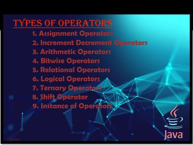 Operators in java presentation