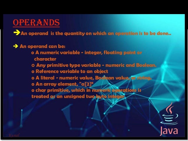 Operators in java presentation