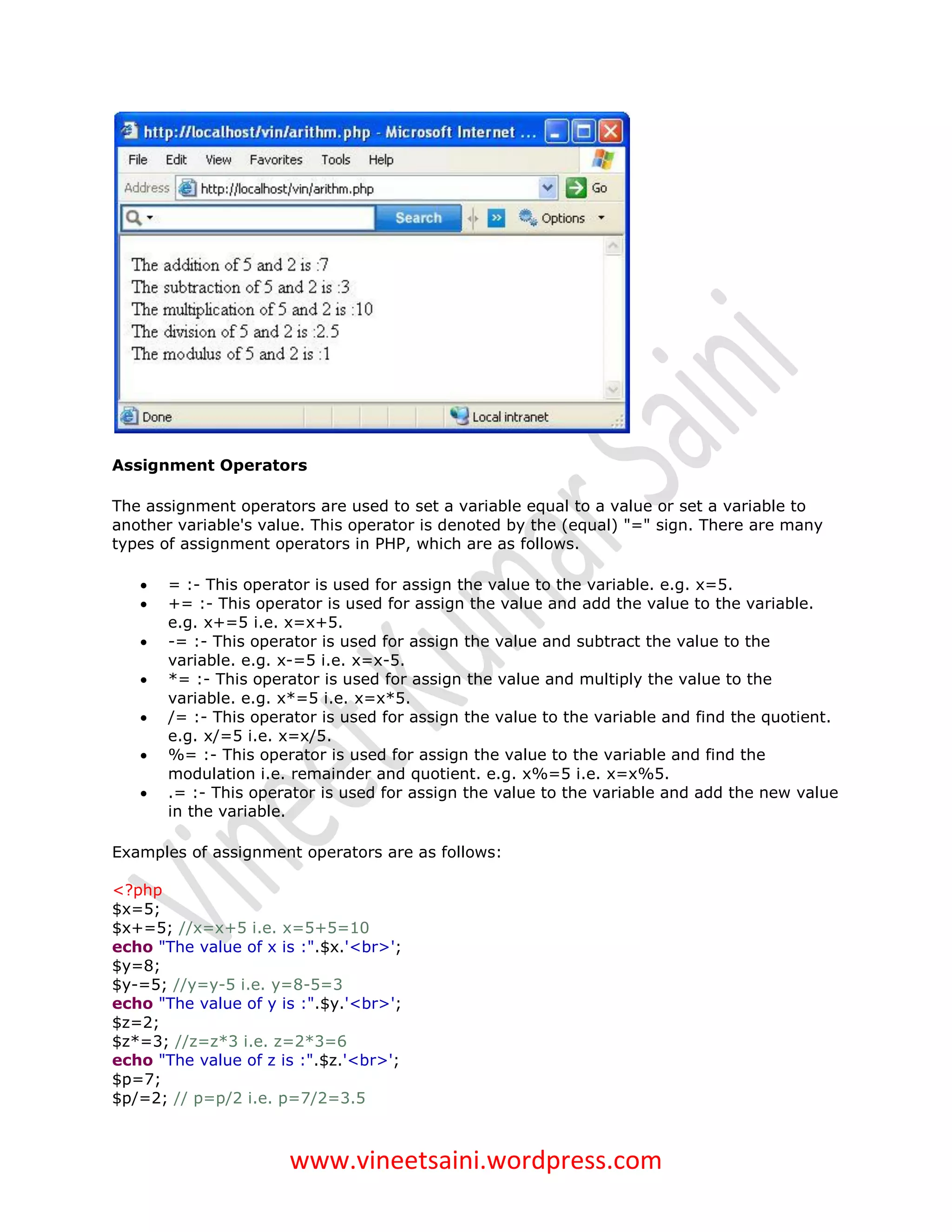Operators in PHP | PDF