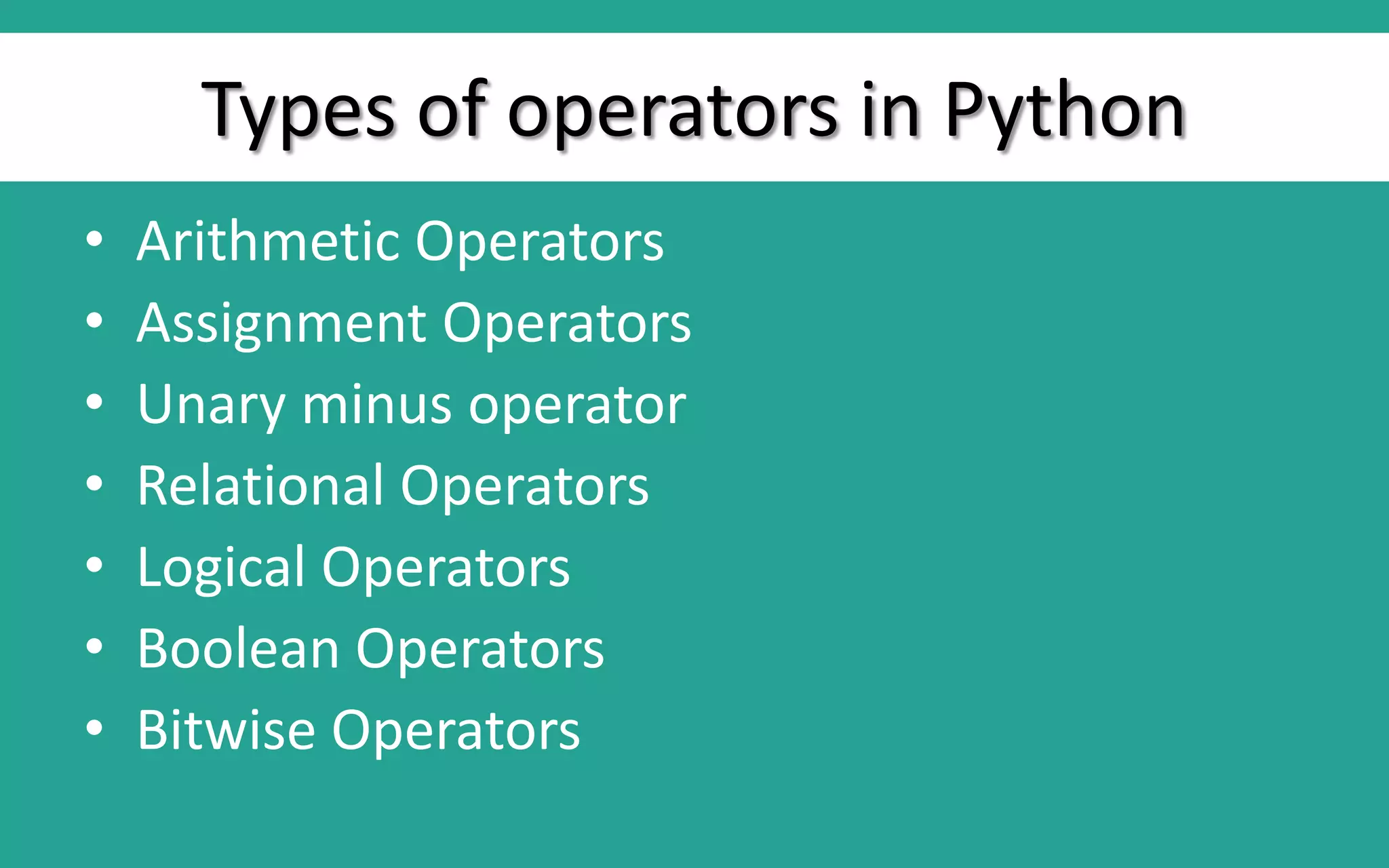 Operators in python | PPT