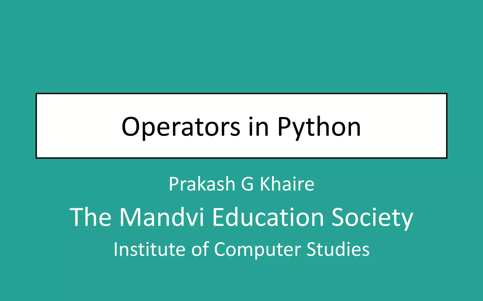 Operators in python | PPT