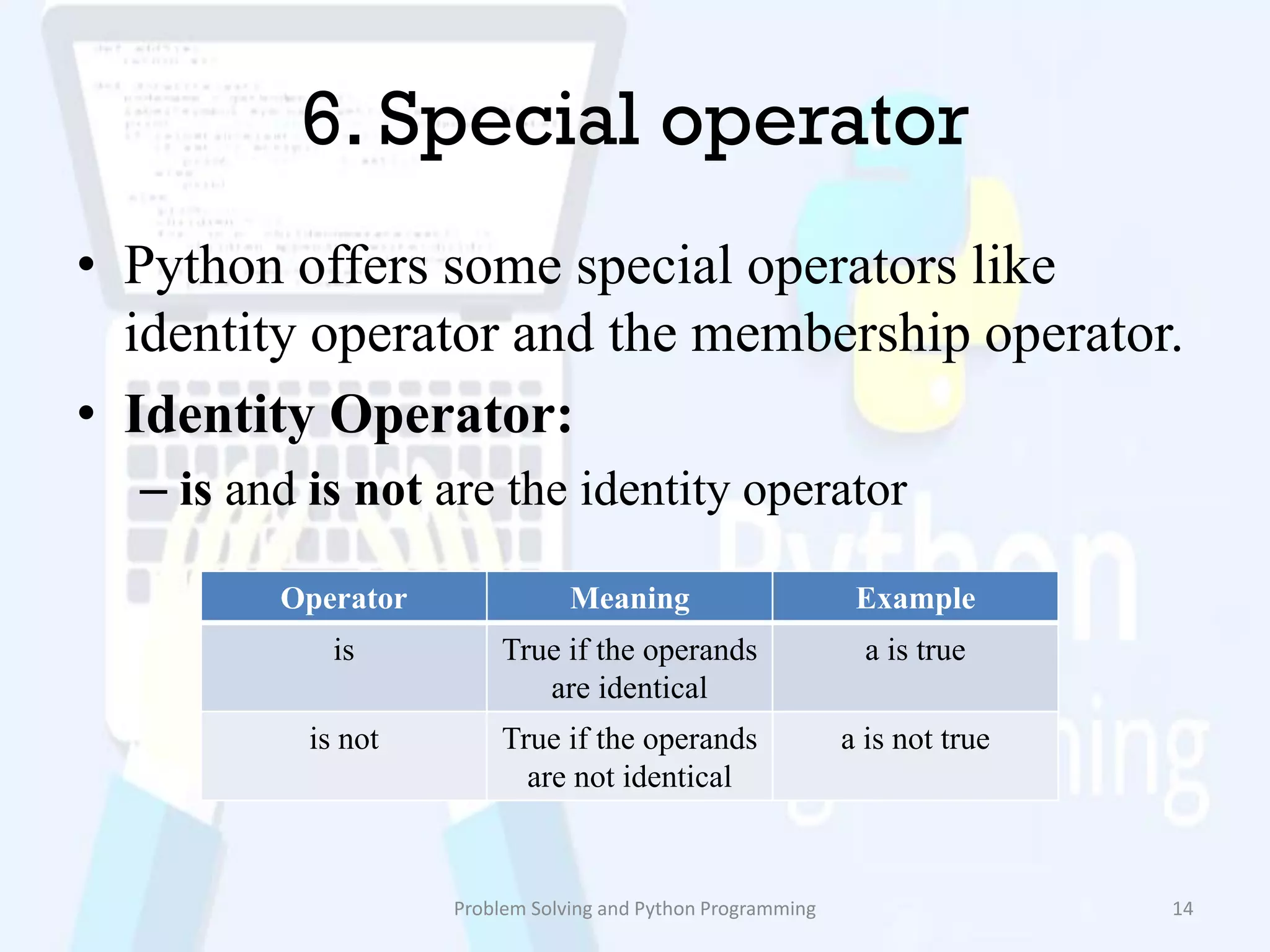Operators in python | PDF