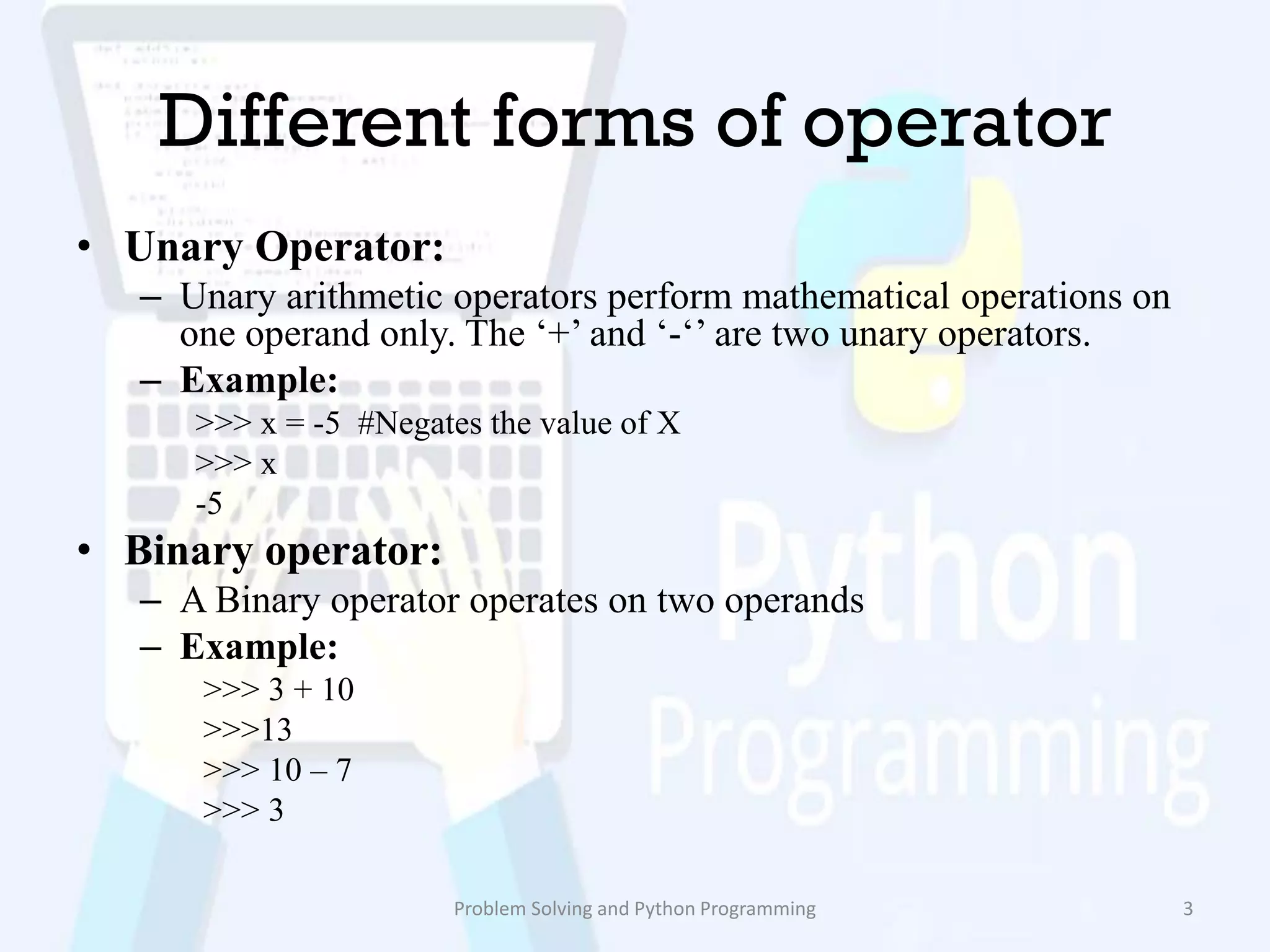 Operators in python | PDF
