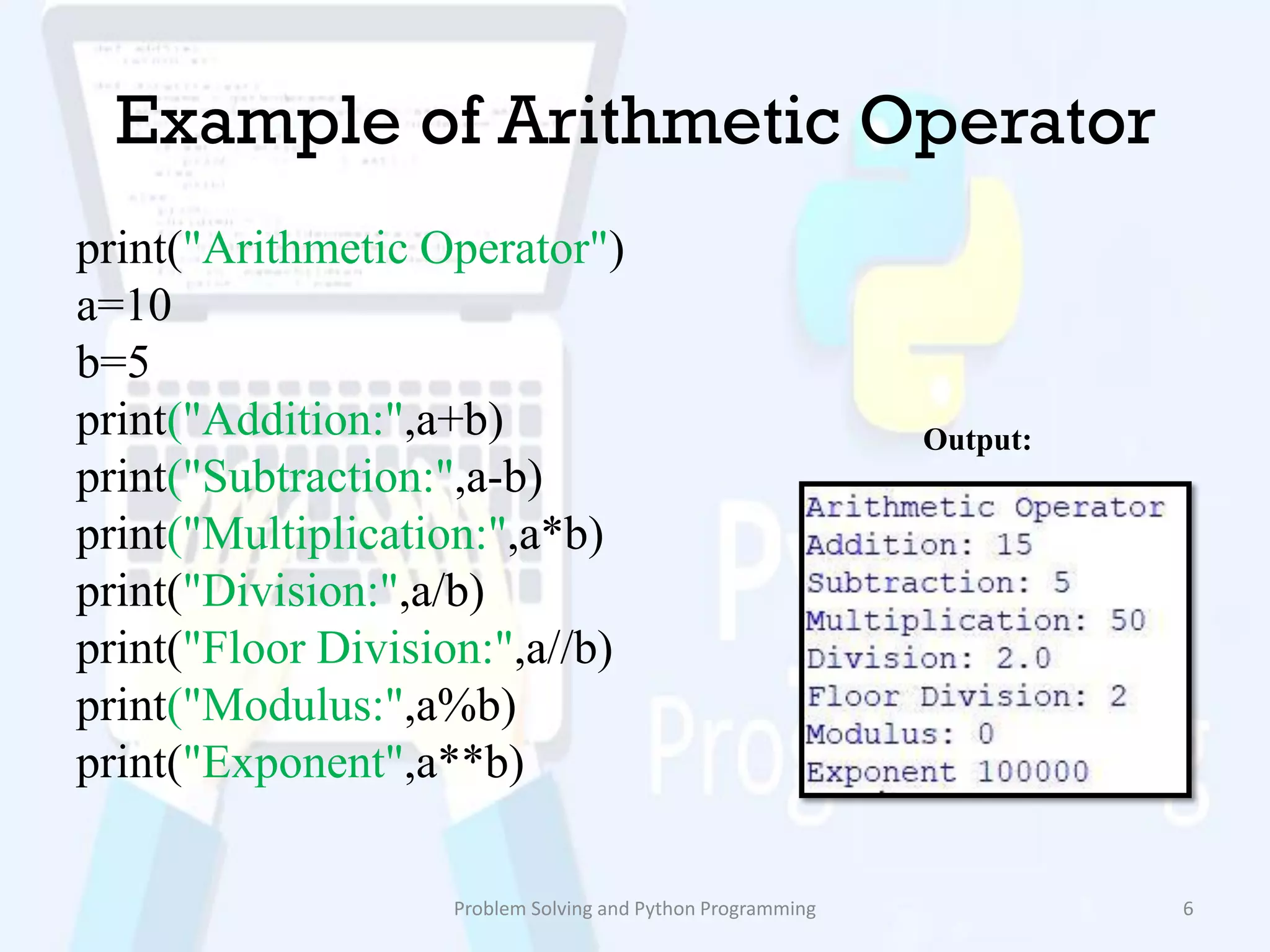 Operators in python | PPT