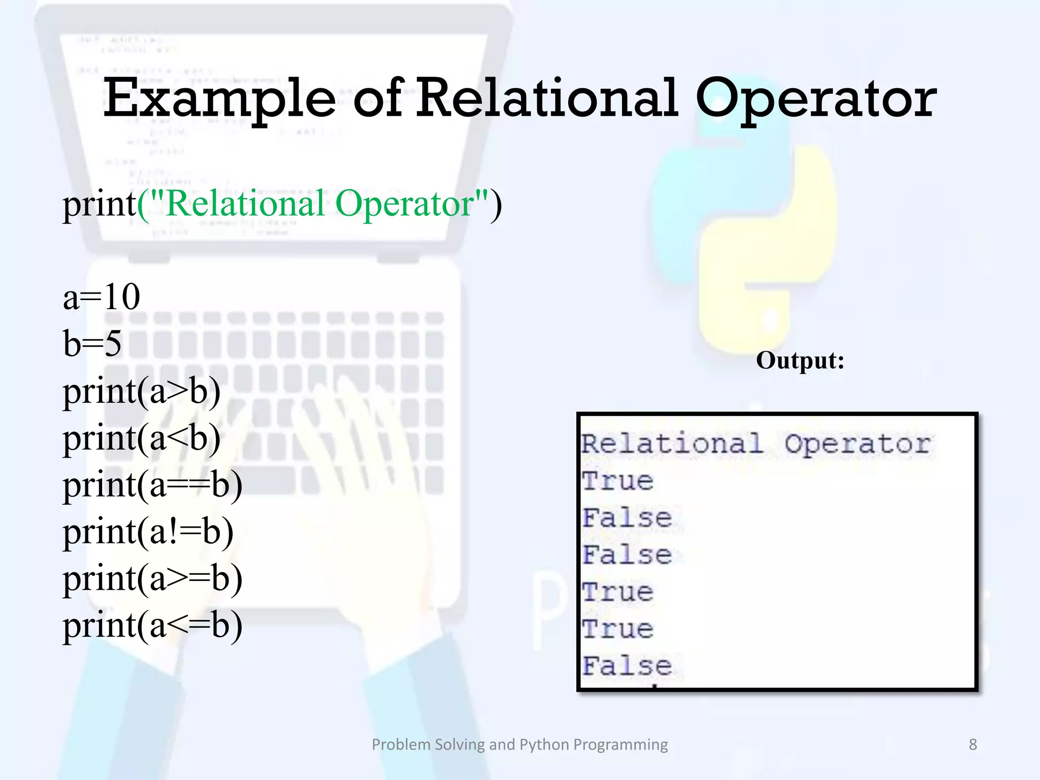 Operators in python | PPT