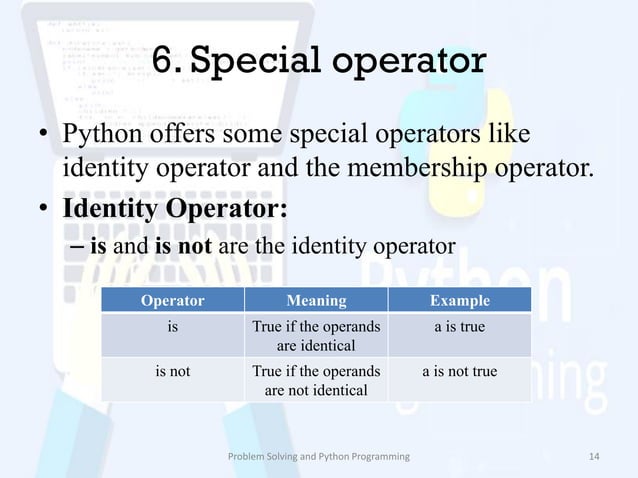 Operators in python | PPT