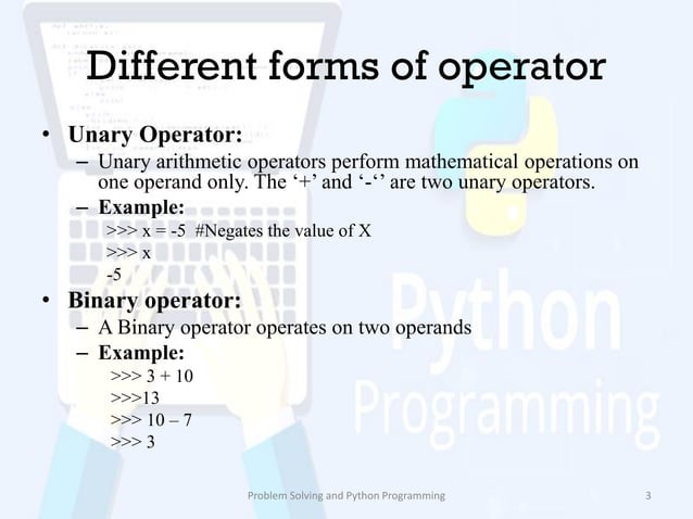 Operators in python | PPT