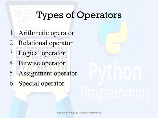 Operators in python | PPT
