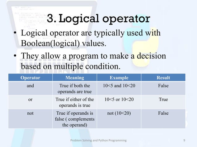 Operators in python | PDF